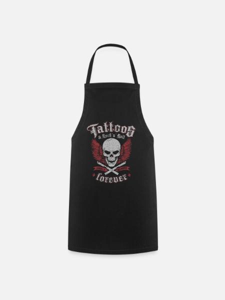 Tattoos & Rock N Roll Forever - Cooking Apron - black