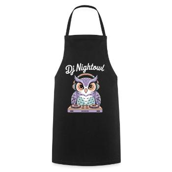 DJ Nightowl owl with headphones at the mixer - Cooking Apron - black - Front - AI Model Male 185 dark (185cm)