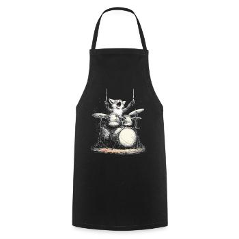 Fox Drums Drummer Music Rock Wildlife - Cooking Apron - black - Front - AI Model Male 185 dark (185cm)
