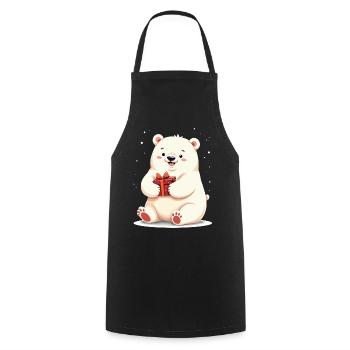 Ours polaire mignon avec illustration de cadeau - Tablier de cuisine - noir - Devant - AI Model Male 185 dark (185cm)