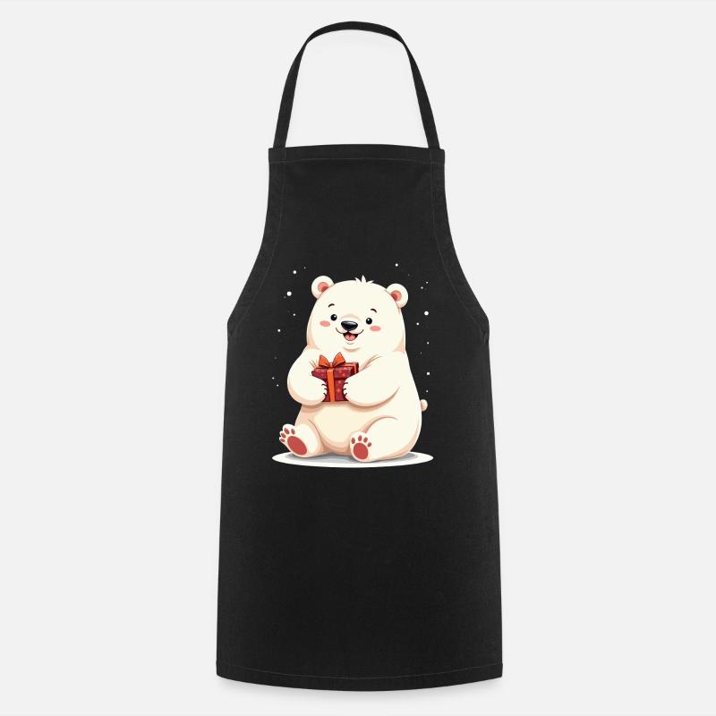 Niedlicher Eisbär mit Geschenkillustration - Kochschürze - Schwarz