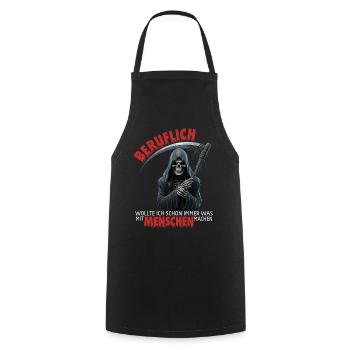 Professionally, I've always wanted something to do with people - Cooking Apron - black - Front - AI Model Male 185 dark (185cm)