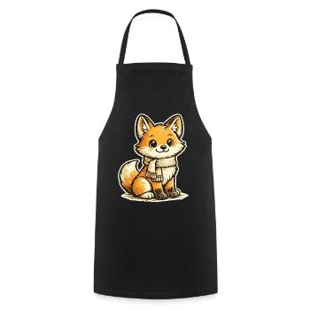 Dessin animé Renard Câlin avec Écharpe - Tablier de cuisine - noir - Devant - AI Model Male 185 dark (185cm)