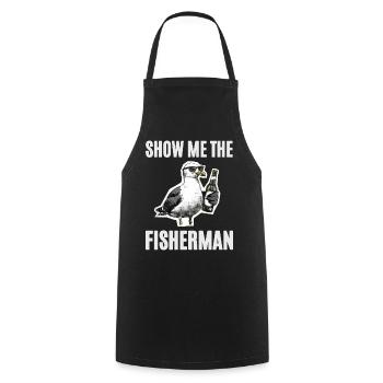 Funny Saying Seagull Angler Pub Fishing - Cooking Apron - black - Front - AI Model Male 185 dark (185cm)