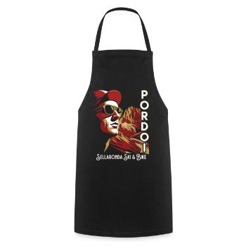 Passo Pordoi Noir Sellaronda Ski & Bike Art - Cooking Apron - black - Front - AI Model Male 185 dark (185cm)