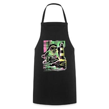 Cool seal North Sea Baltic Sea - Cooking Apron - black - Front - AI Model Male 185 dark (185cm)