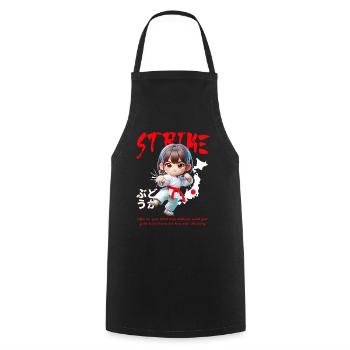 Frappe du Héros de Karaté Chibi - Tablier de cuisine - noir - Devant - AI Model Male 185 dark (185cm)