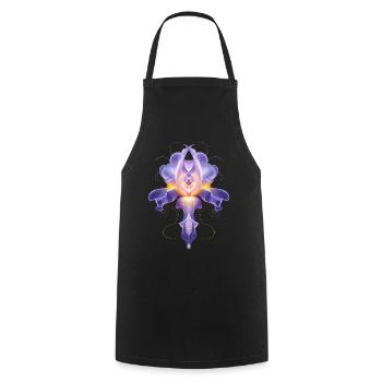 Décor floral lumineux abstrait de la fleur d’iris - Tablier de cuisine - noir - Devant - AI Model Male 185 dark (185cm)