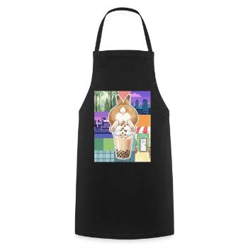 Bubble Tea Boba Drôle de Lapin mignon - Tablier de cuisine - noir - Devant - AI Model Male 185 dark (185cm)