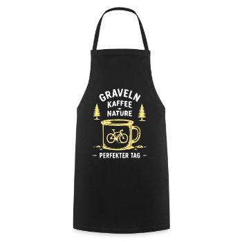 Gravel Kaffee Natur Illustration - Kochschürze - Schwarz - Vorne - AI Model Male 185 dark (185cm)