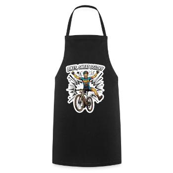 Bikes Sweat & Glory Gravel Cycling Pop Art - Cooking Apron - black - Front - AI Model Male 185 dark (185cm)