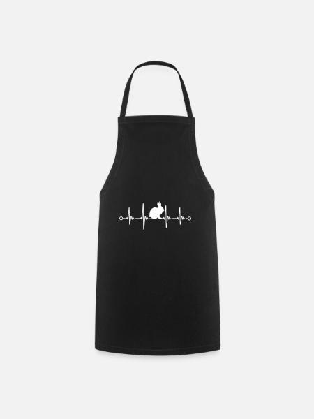 Rabbit Rabbit ECG Pulse Heartbeat Design - Cooking Apron - black