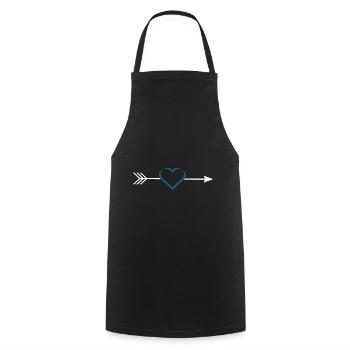 blaues Herz mit Pfeil Valentinstag - Kochschürze - Schwarz - Vorne - AI Model Male 185 dark (185cm)
