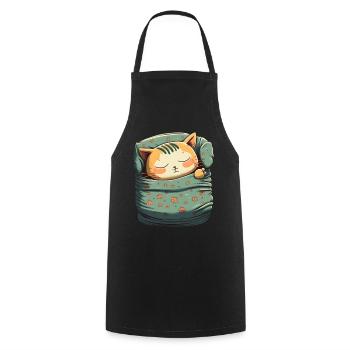 Cadeau de sommeil pour chat Kawaii - Tablier de cuisine - noir - Devant - AI Model Male 185 dark (185cm)