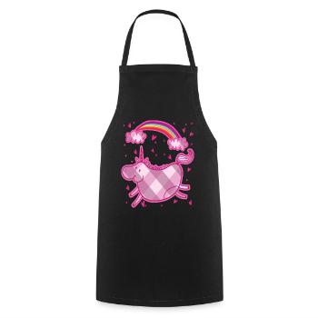 Pummeliges Einhorn Regenbogen Rauten Rosa Geschenk - Kochschürze - Schwarz - Vorne - AI Model Male 185 dark (185cm)