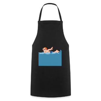Schwimmer Comic Cartoon Wellen Meer Kraul Geschenk - Kochschürze - Schwarz - Vorne - AI Model Male 185 dark (185cm)