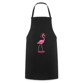 Flamingo crown hearts in love comic gift girl - Cooking Apron - black - Front - AI Model Male 185 dark (185cm)