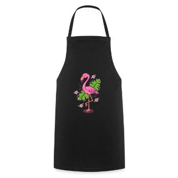 Flamingo Blätter Comic Monstera Blume Geschenk - Kochschürze - Schwarz - Vorne - AI Model Male 185 dark (185cm)
