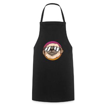 Dog pug sunglasses cool retro comic gift - Cooking Apron - black - Front - AI Model Male 185 dark (185cm)