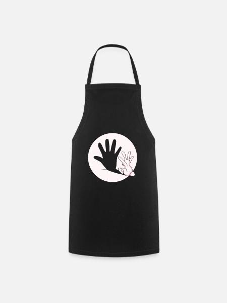 Hase Kaninchen Schatten Hand Ostern Geschenkidee - Kochschürze - Schwarz