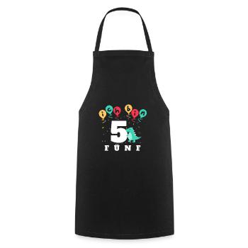 5 Years Old with Dino and Ballons - Cooking Apron - black - Front - AI Model Male 185 dark (185cm)