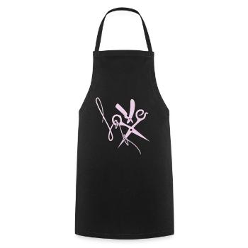Hairdresser hair LOVE scissors gift - Cooking Apron - black - Front - AI Model Male 185 dark (185cm)