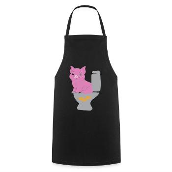 Pig on the toilet brings gold coins - Cooking Apron - black - Front - AI Model Male 185 dark (185cm)