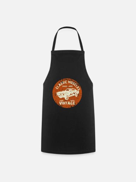 Vintage classic cars , not old - i am classic - Cooking Apron - black