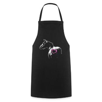 Horse Love Horse Love Pink Heart Gift - Cooking Apron - black - Front - AI Model Male 185 dark (185cm)