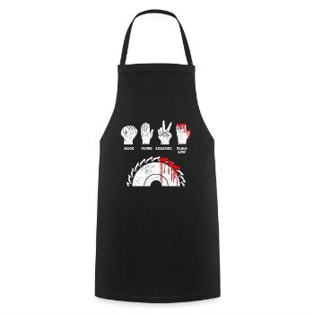 Ciseaux à papier pierre scie circulaire cadeau drôle - Tablier de cuisine - noir - Devant - AI Model Male 185 dark (185cm)