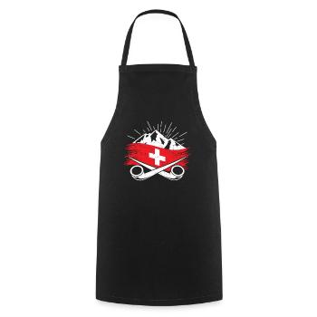 Schweiz Schweizer Alpen Wandern Alphorn Geschenk - Kochschürze - Schwarz - Vorne - AI Model Male 185 dark (185cm)
