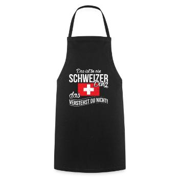 Lustiger Schweizer Spruch Schweiz Fahne Geschenk - Kochschürze - Schwarz - Vorne - AI Model Male 185 dark (185cm)