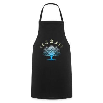 Phases de lune arbre de la vie avec la pleine lune, croissant - Tablier de cuisine - noir - Devant - AI Model Male 185 dark (185cm)