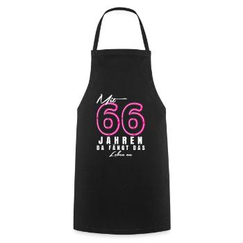 Mit 66 Jahren da fängt das Leben an. Geschenk - Kochschürze - Schwarz - Vorne - AI Model Male 185 dark (185cm)