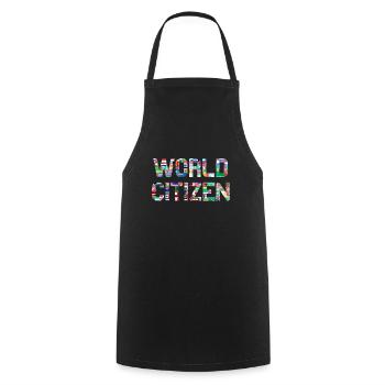 Citoyen du Monde (Drapeaux / Citoyens) avec drapeaux - Tablier de cuisine - noir - Devant - AI Model Male 185 dark (185cm)