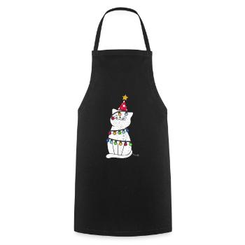 Cadeau de noël chat noël noël - Tablier de cuisine - noir - Devant - AI Model Male 185 dark (185cm)