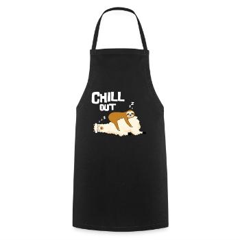 Chill out, sloth sleeps on Lama, Gengh - Cooking Apron - black - Front - AI Model Male 185 dark (185cm)