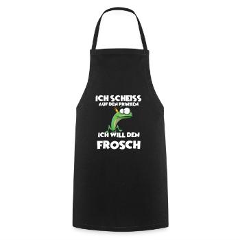 Ich scheiss auf den Prinzen, Ich will den Frosch! - Kochschürze - Schwarz - Vorne - AI Model Male 185 dark (185cm)