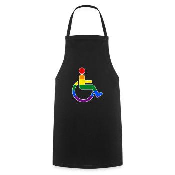 Lustiges Schwuler Rollstuhlfahrer Regenbogen Shirt - Kochschürze - Schwarz - Vorne - AI Model Male 185 dark (185cm)