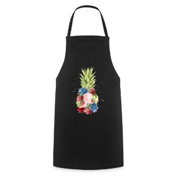 Hawaii pineapple pineapple with holiday flowers - Cooking Apron - black - Front - AI Model Male 185 dark (185cm)