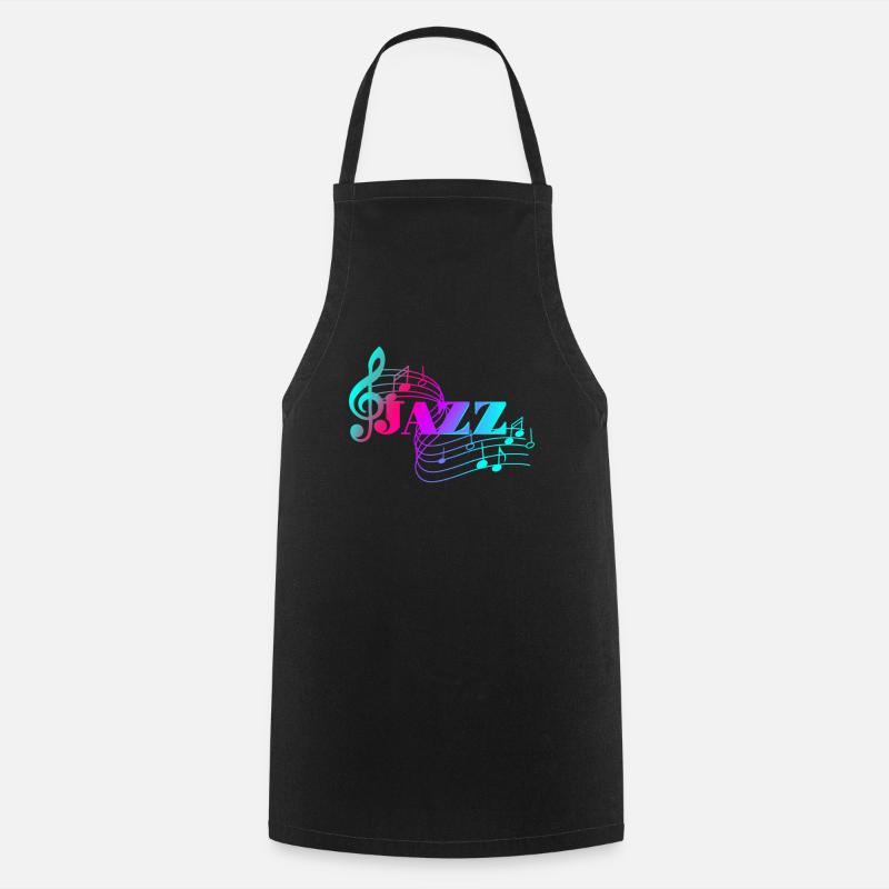 Colored Notes Jazz Music Lovers Jazz Notes - Cooking Apron - black