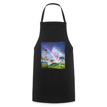 Surf Mountain Collage for surfers and mountain lovers - Cooking Apron - black - Front - AI Model Male 185 dark (185cm)
