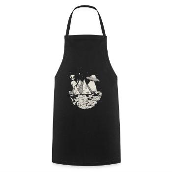 Ancient astronaut design for an alien theorate - Cooking Apron - black - Front - AI Model Male 185 dark (185cm)
