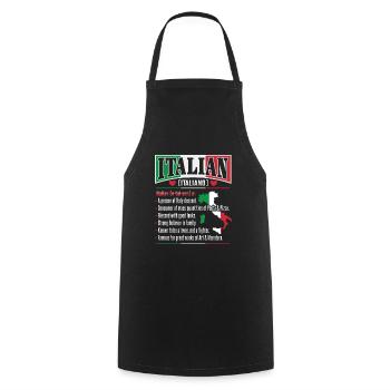 Dictionnaire italien Italie amateurs - Tablier de cuisine - noir - Devant - AI Model Male 185 dark (185cm)