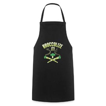 Brokkolize-It jeu de mots pour un amateur végétalien - Tablier de cuisine - noir - Devant - AI Model Male 185 dark (185cm)