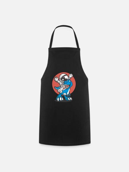 Astronaut reitet auf Dino Geschenk - Kochschürze - Schwarz