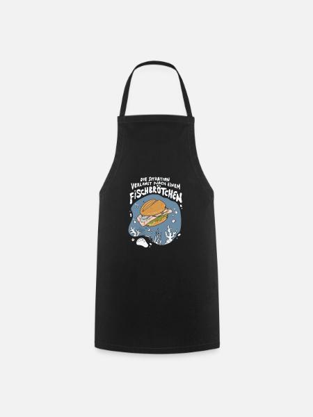 Fischbrötchen Möwe Norddeutsch - Kochschürze - Schwarz