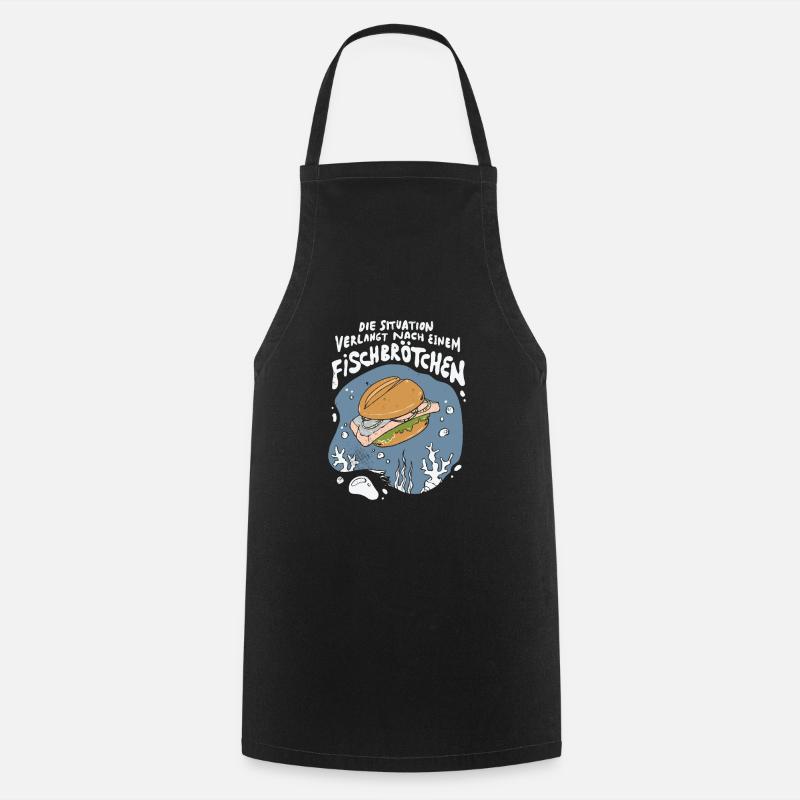 Fischbrötchen Möwe Norddeutsch - Kochschürze - Schwarz