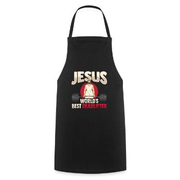 Jesus Weightlifter - Cooking Apron - black - Front - AI Model Male 185 dark (185cm)