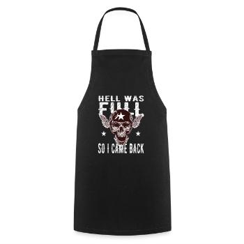 Skull - Hell was full, so I'm back - Cooking Apron - black - Front - AI Model Male 185 dark (185cm)